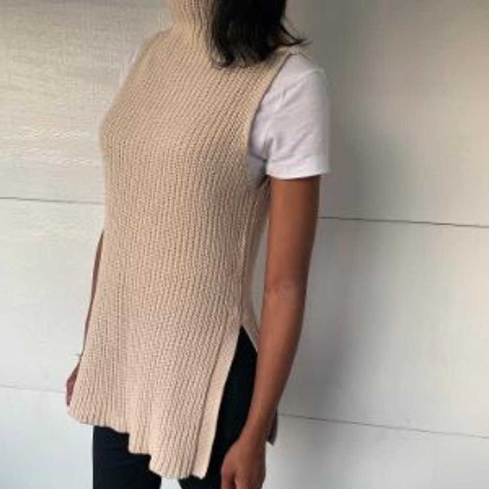 Design Lab  Funnel Neck Vest w/ Side Slits